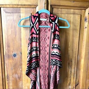 YaYa Club Aztec Tribal Sleeveless Knit Duster Cardigan Size OS